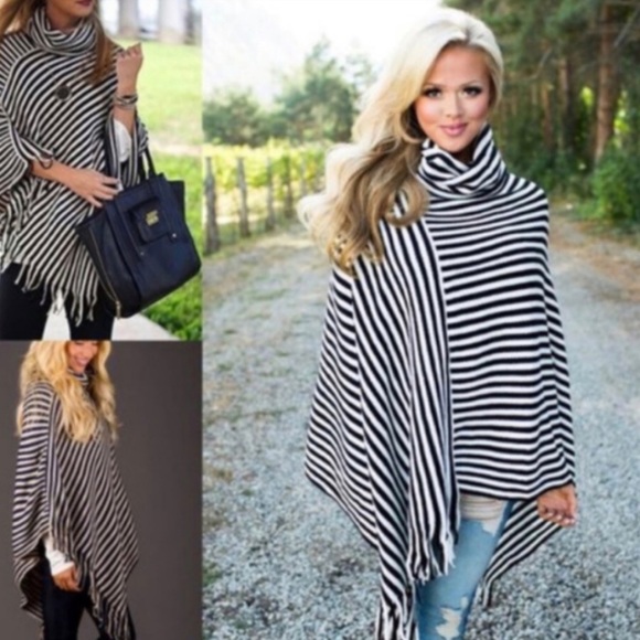 Striped Poncho*ONE left in stock!* - Picture 2 of 2